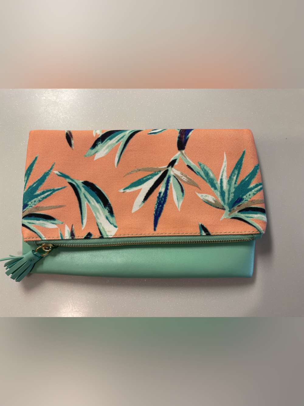Rachel Pally reversible tropical leaf Fold-Over Clutch
